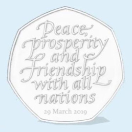 Imagen del diseño de la moneda conmemorativa con las fecha inicial del brexit, previsto para el 29 de marzo de 2019.- TESORO DE REINO UNIDO