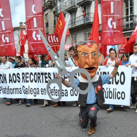 Una manifestación contra los recortes de Feijóo en educación. /CIG