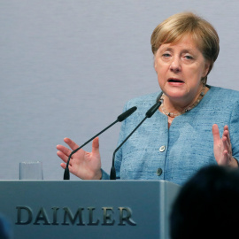 La canciller alemana, Angela Merkel, habla durante la ceremonia de apertura de un centro tecnológico en Immendingen, en Alemania. September 19, 2018. REUTERS/Arnd Wiegmann