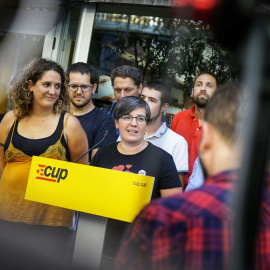 Roda de premsa de la CUP a la seu del partit aquest 20-S. Joel Kashila
