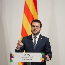 24/05/2022 El president de la Generalitat de Cataluña, Pere Aragonès, durante una rueda de prensa en la Palau de la Generalitat, a 24 de mayo de 2022, en Barcelona, Catalunya (España).