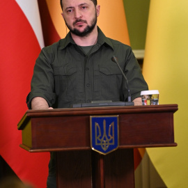 03/06/2022 El presidente de Ucrania, Volodimir Zelenski, ofrece declaraciones a los medios de comunicación tras reunirse con el presidente del Gobierno, Pedro Sánchez, a 21 de abril de 2022, en Kiev (Ucrania).