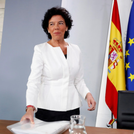 La ministra de Educación y portavoz del Gobierno, Isabel Celaá, durante la rueda de prensa posterior a la reunión del Consejo de Ministros. EFE/Chema Moya
