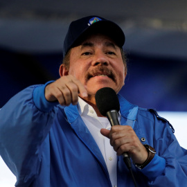 El presidente de Nicaragua, Daniel Ortega, durante una manifestación en Managua. REUTERS/Oswaldo Rivas