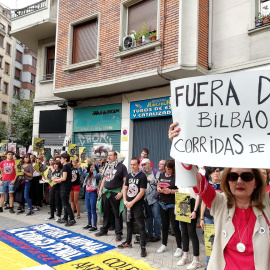 Concentración antitaurina en Bilbao el pasado mes de agosto.