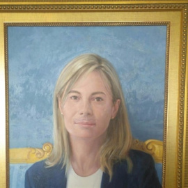 El retrato de la exalcaldesa tras la pintada.