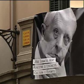 Pancarta en Via Laietana 'agradeciendo' sus palabras a Wert