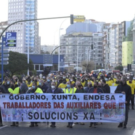 Trabajadores de la central térmica de Endesa en As Pontes.