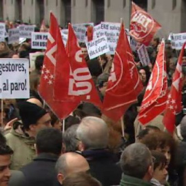 Protesta de los empleados de banca ante el Banco de España