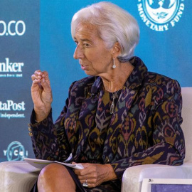 09/10/2018.- La directora gerente del Fondo Monetario Internacional (FMI), Christine Lagarde, participa en un seminario en el ámbito de la reunión anual del FMI y el Banco Mundial en Nusadua, Bali (Indonesia) hoy 9 de octubre de 2018. EFE/Made Nagi