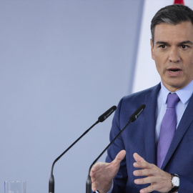 El presidente del Gobierno de España , Pedro Sánchez, comparece tras la reunión del Consejo de Ministros Extraordinario, en el Palacio de la Moncloa, a 22 de junio de 2022, en Madrid