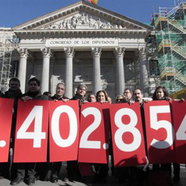 Manifestación ante el Congreso de la Plataforma de Afectados por la Hipoteca
