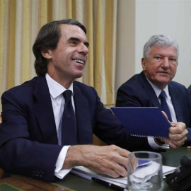 El expresidente del Gobierno José María Aznar durante su comparecencia en el Congreso. (JUAN CARLOS HIDALGO | EFE)