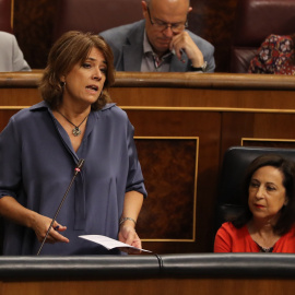 La ministra de Justicia Dolores Delgado durante su intervención en la sesión de control al Ejecutivo que se ha celebrado el Congreso de los Diputados - EFE/Ballesteros