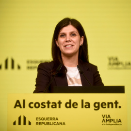La secretària general adjunta d'ERC, Marta Vilalta, en roda de premsa telemàtica.