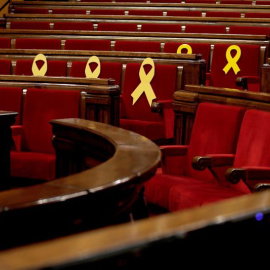 04/10/2018.- Vista general del hemiciclo del Parlament de Catalunya, el día que el pleno debatirá y votará las propuestas de resolución presentadas por los grupos parlamentarios, en la tercera y última jornada del Debate de Política General, tras la