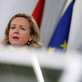 La ministra de Economía, Nadia Calvino, durante la rueda posterior al Consejo de ministros. (SUSANA VERA | REUTERS)