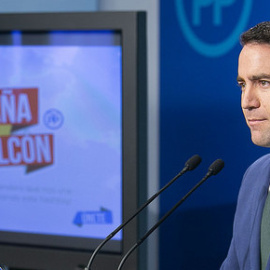 El secretario general del PP, Teodoro García Egea, en una rueda de prensa./ PP