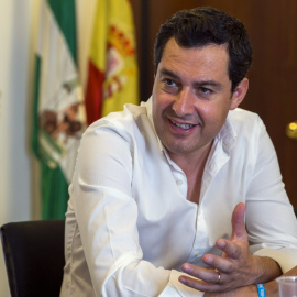 El presidente del PP andaluz, Juanma Moreno, durante una entrevista.- EFE.