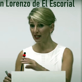 Yolanda Díaz: "Podemos y Pablo Iglesias han resquebrajado un bipartidismo que por muchos sueños que pueda tener Feijóo no va a volver"