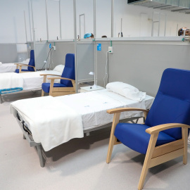 Varias camas del hospital Isabel Zendal de Madrid.
