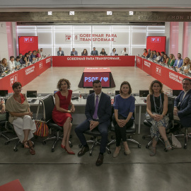 El secretario general del PSOE y presidente del Gobierno, Pedro Sánchez, preside la reunión de la Ejecutiva Federal del PSOE en la sede socialista de la calle Ferraz.