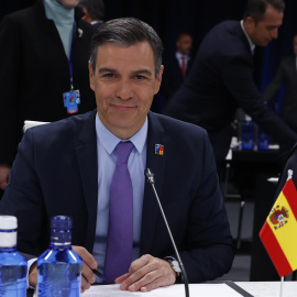 El presidente del Gobierno, Pedro Sánchez, en la segunda jornada de la cumbre de la OTAN que se celebra este jueves en el recinto de Ifema, en Madrid.