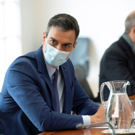 03/03/2021. Imagen de archivo del presidente del Gobierno, Pedro Sánchez, presidiendo la reunión sobre certificados de vacunación. - EFE