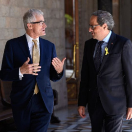 El ministro-presidente de Flandes, Geert Bourgeois, y el presidente de la Generalitat, Quim Torra - (AFP/Lluis Gene)