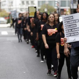 La manifestación por las calles de Bilbao. EFE