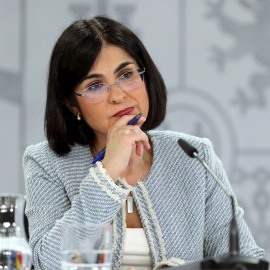 La Ministra de Sanidad, Carolina Darias, ofrece una rueda de prensa al término del Consejo Interterritorial que se ha celebrado en el Palacio de la Moncloa, este miércoles en Madrid.