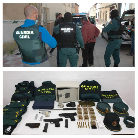 27/02/2021. La Guardia Civil ha detenido a dos personas por el asalto que ha sufrido el puesto del instituto armado de Villafranca de los Caballeros (Toledo). - EFE