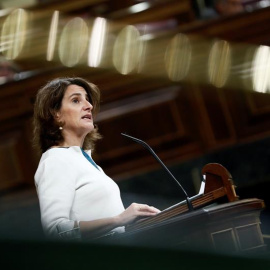 La ministra de Transición Energética y Medio Ambiente, Teresa Ribera, durante su intervención en el pleno del pleno celebrado hoy en el Congreso de los Diputados.EFE/Mariscal