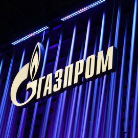 19/07/2022. Vista del logotipo de 'Gazprom', en el Fondo de Economía Internacional de San Petersburgo, a 15 de junio de 2022.
