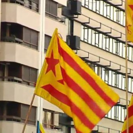 Simbología catalanista en la manifestación del 9 de octubre en Valencia