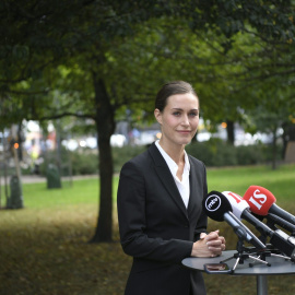 La primera ministra de Finlandia, Sanna Marin, durante una rueda de prensa en Helsinki, a 23 de agosto de 2022.