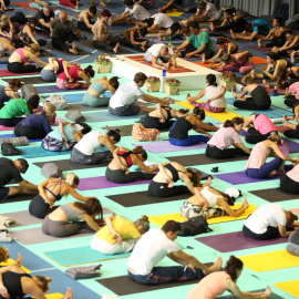 Assistents al congrés de ioguis de Barcelona / 'Global Yoga Congress'