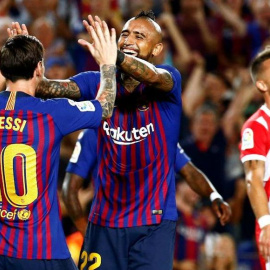 Imagen del Barcelona-Girona de la primera vuelta, disputado en el Camp Nou. - EFE