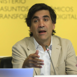 El secretario de Estado de Economía y Apoyo a la Empresa, Gonzalo García, durante la rueda de prensa de este jueves en Madrid sobre los datos de la Encuesta de Población Activa