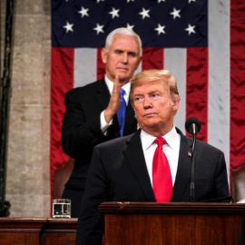 Donald Trump en un momento de su discurso del estado de la Unión. (DOUG MILLS | EFE)