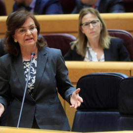 Carmen Calvo, en una intervención en el Senado. (EFE)