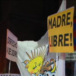 Manifestación contra la reforma del aborto ante el Ministerio de Justicia en Madrid