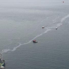 02/09/2022 Imagen del buque granelero OS35, varado en la costa al Este de Gibraltar desde que el pasado lunes sufriera una colisión con otro buque