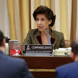 María José de la Fuente, presidenta del Tribunal de Cuentas, durante su comparecencia en la comisión del Congreso de los Diputadas. EFE/Chema Moya