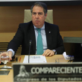 El Director general de Tráfico, Gregorio Serrano, durante su comparecencia para informar de su gestión en el colapso de la autopista de peaje AP-6 en el Congreso de Los Diputados. EFE/Kiko HuescaEFE/ Kiko Huesca