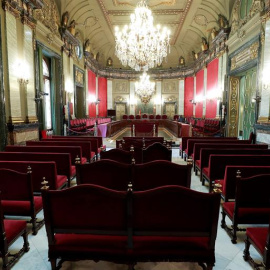Vista general de la Sala Penal del Tribunal Supremo donde tendrá lugar el juicio del Procés, que comenzará el 12 de febrero. No se recuerda en el Supremo un caso que haya exigido una logística de tal magnitud en el alto tribunal, ya transformado y ada