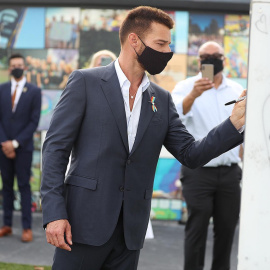 El cantante Ricky Martin, durante una visita en 2020 al club Pulse, escenario de un atentado homófobo en 2016