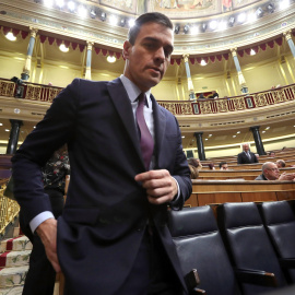 El presidente del Gobierno, Pedro Sánchez, durante el debate de totalidad de los presupuestos en el pleno del Congreso. EFE/Kiko Huesca