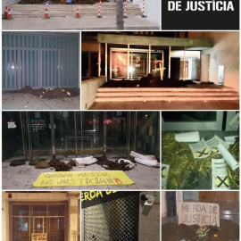 Imágenes de la acción de los CDR ante diferentes juzgados de Catalunya | Twitter CDR