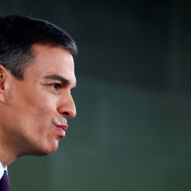 Sánchez, durante su comparecencia en Moncloa. REUTERS/Juan Medina